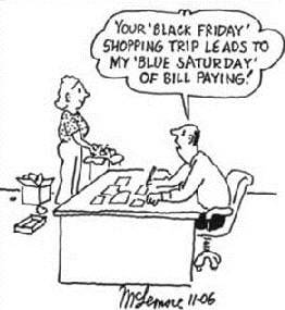 Black Friday desk cartoon